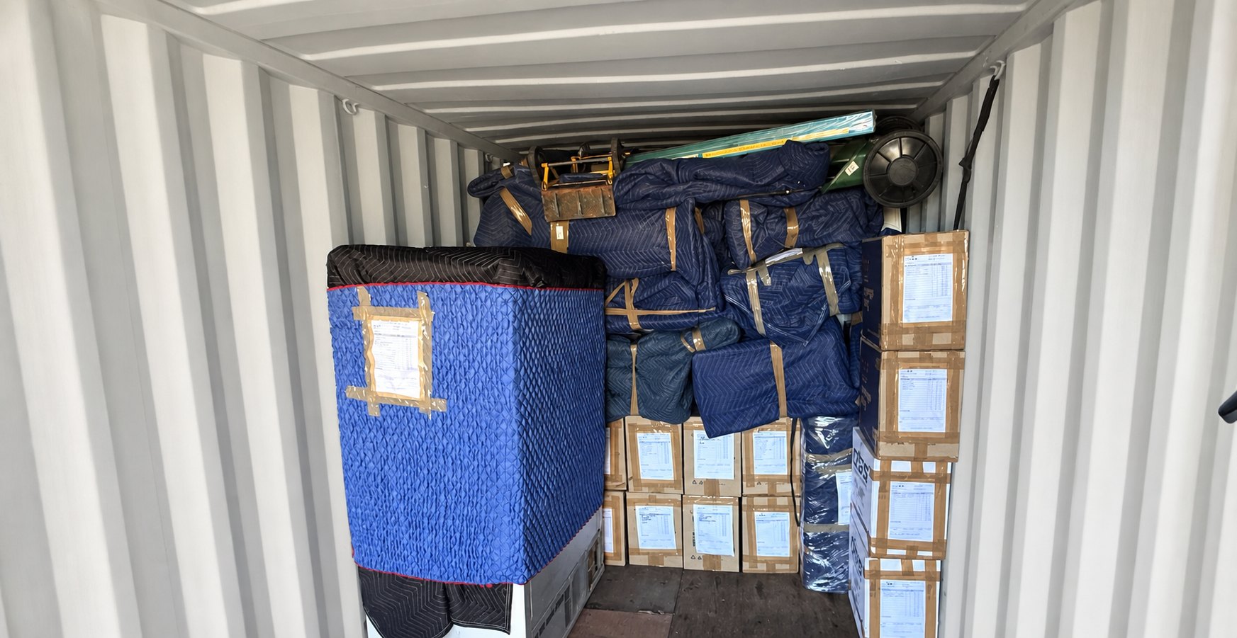 Estate contents wrapped, labelled and loaded into a Jacaranda storage container
